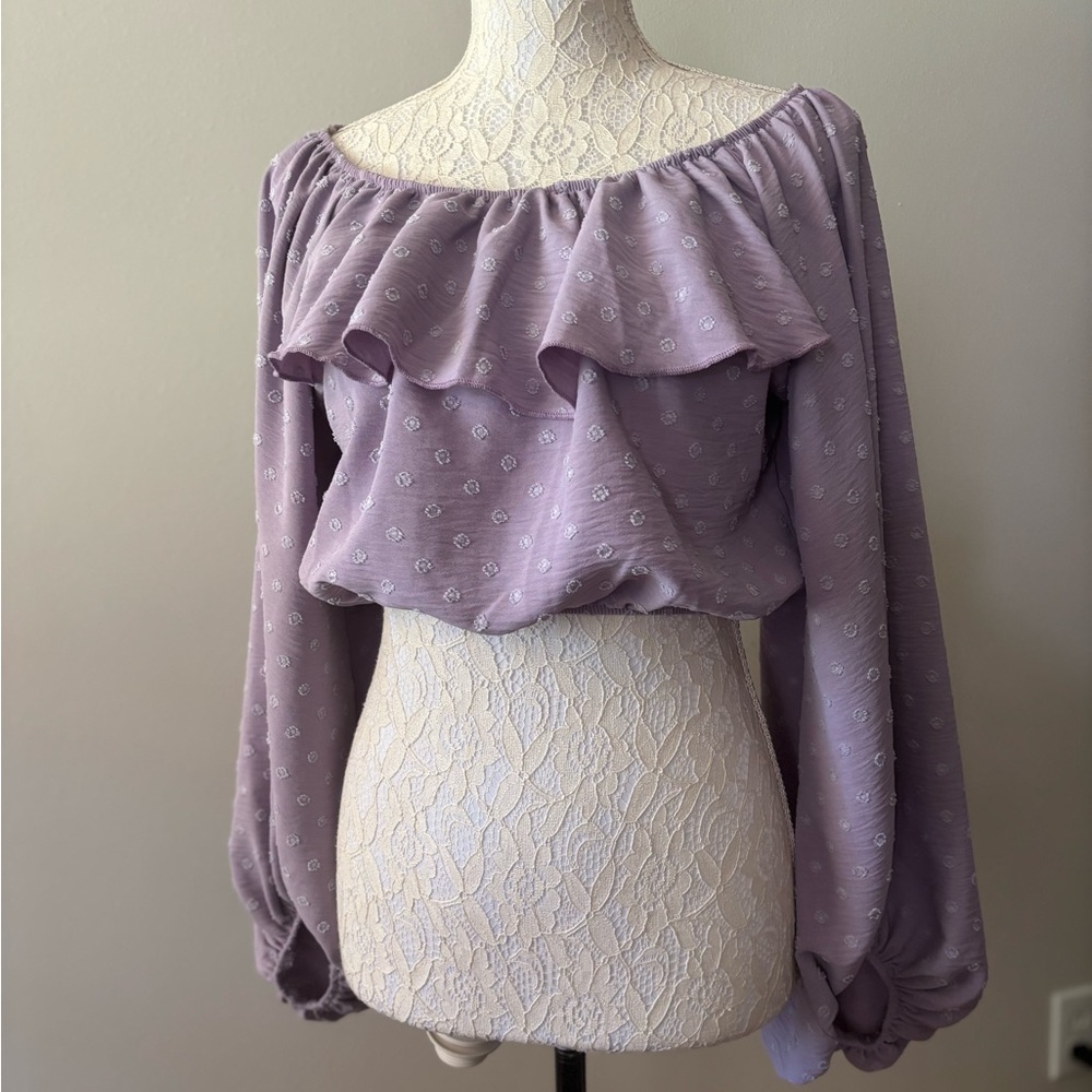 Peach Love California Lavender Ruffle Blouse